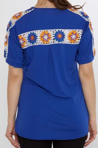 Bluz Yıldız Örgülü Saks - 80042 | KAZEE (3'lü Set M-L-XL) - 5