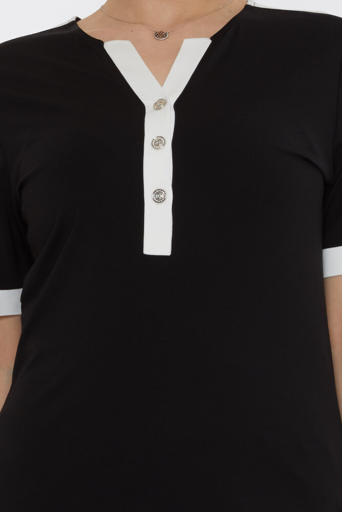 Bluză cu mânecă scurtă neagră - 80024 | KAZEE (Set de 3 M-L-XL) - 4