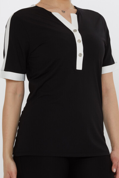 Bluză cu mânecă scurtă neagră - 80024 | KAZEE (Set de 3 M-L-XL) - 5