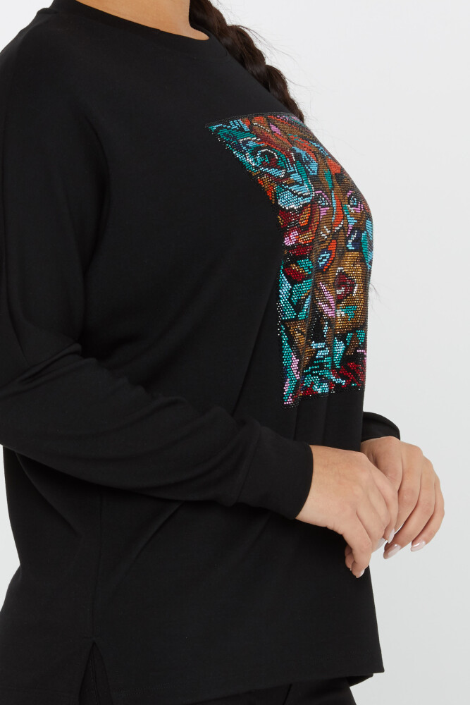 Bluza damska Figured Kolorowe Kamienie Czarna - 2247 | KAZEE (Zestaw 3 sztuk L-XL-2XL) - 4