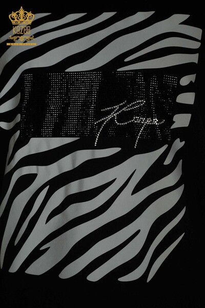 Bluză de damă cu ridicata în dungi Zebra Neagră - 79457 | KAZEE - Thumbnail