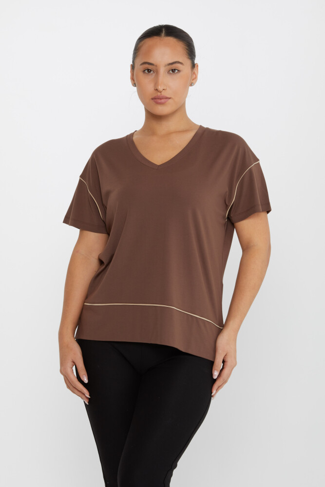 Bluză cu decolteu în V cu mânecă scurtă Maro - 80002 | KAZEE (Set de 3 M-L-XL) - 1