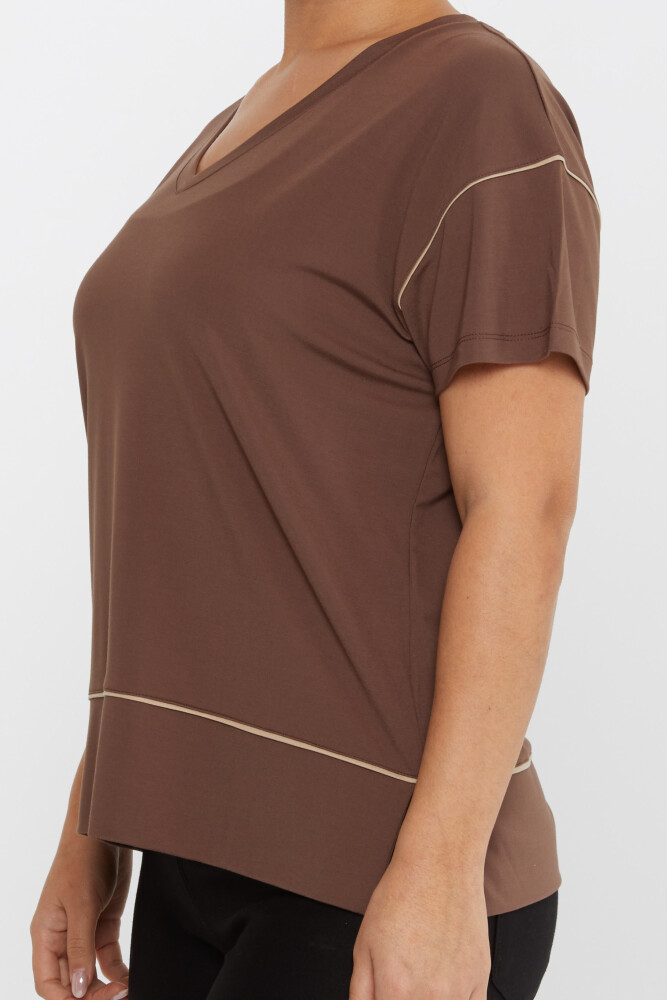 Bluză cu decolteu în V cu mânecă scurtă Maro - 80002 | KAZEE (Set de 3 M-L-XL) - 4