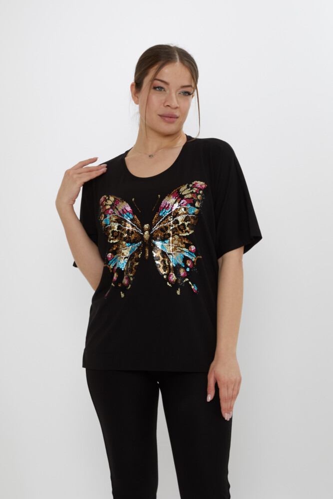 Bluză Fluture Model Negru - 80046 | KAZEE (Set de 3 L-XL-2XL) - 2