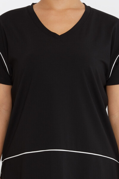 Bluză cu decolteu în V cu mânecă scurtă neagră - 80002 | KAZEE (Set de 3 M-L-XL) - 3