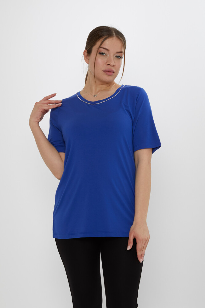 Bluză Guler Piatră Detaliată Saxa - 80030 | KAZEE (Set de 3 M-L-XL) - 2