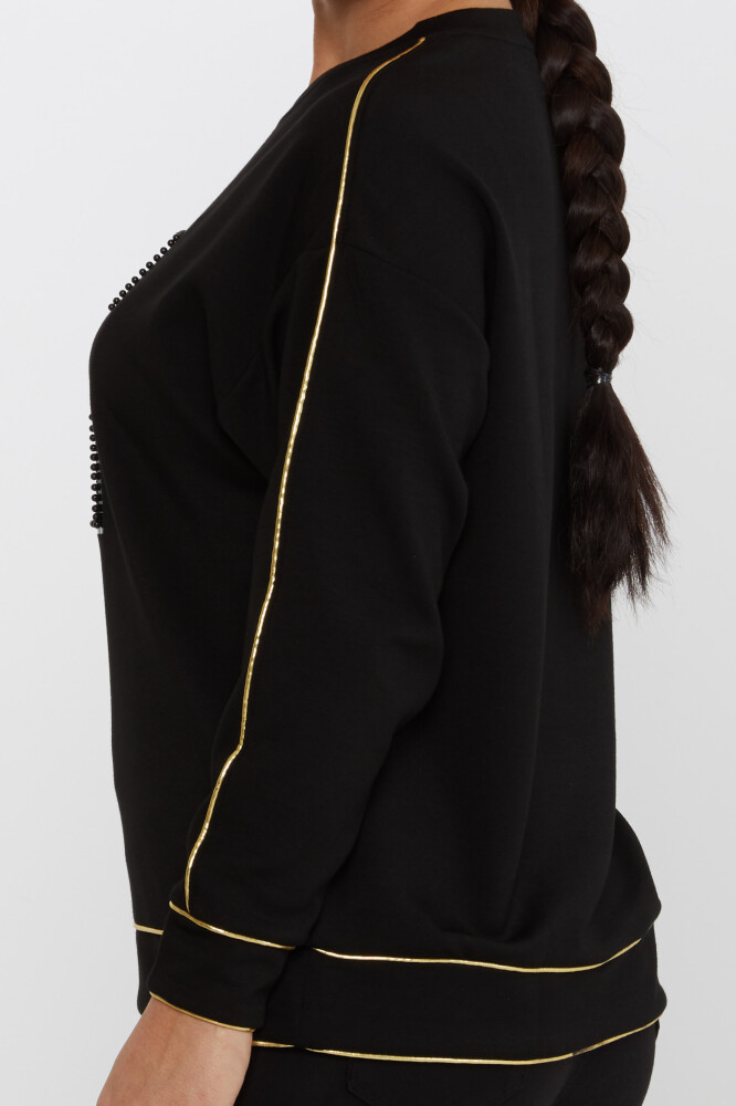 Bluza z koralikami i haftem w kolorze czarno-złotym - 2232 | KAZEE (Zestaw 3 sztuk L-XL-2XL) - 4