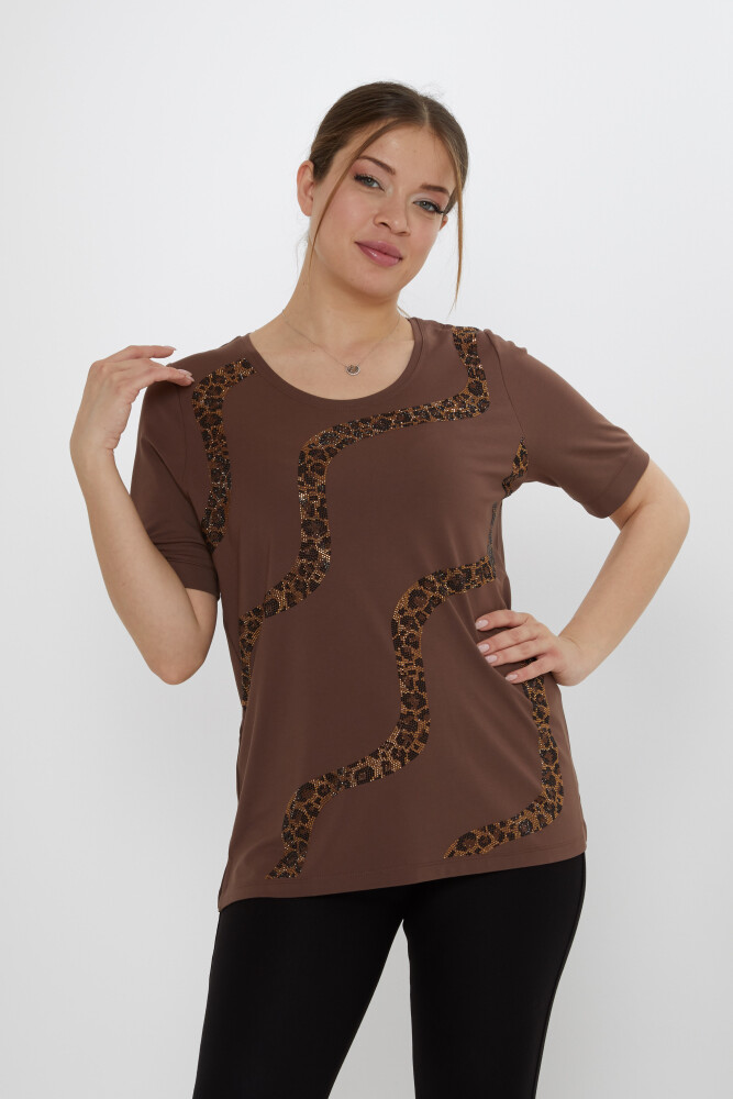 Bluză Leopard Stone Brown - 80047 | KAZEE (Set de 3 L-XL-2XL) - 1