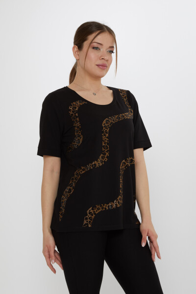 Bluză Leopard Stone Negru - 80047 | KAZEE (Set de 3 L-XL-2XL) - Kazee (1)