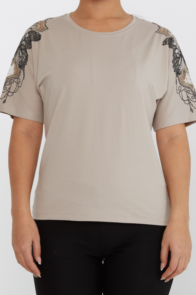 Bluză mânecă Fluture Model Piatră Brodat Nurcă - 79613 | KAZEE (Set de 4 M-L-XL-2XL) - 3