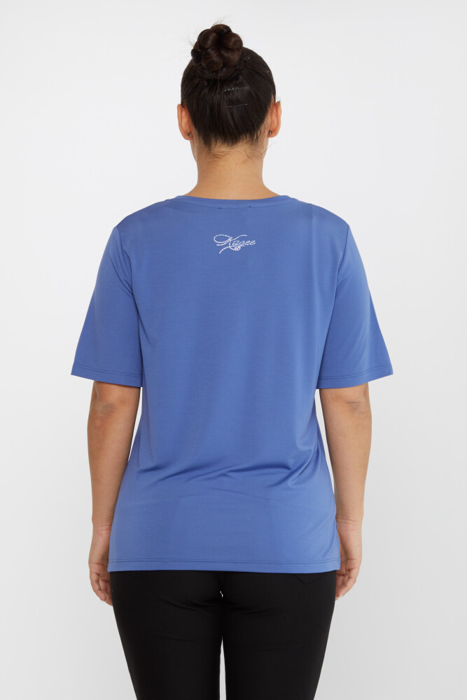 Bluză cu fante cu mânecă scurtă Indigo - 80015 | KAZEE (Set de 3 L-XL-2XL) - 5