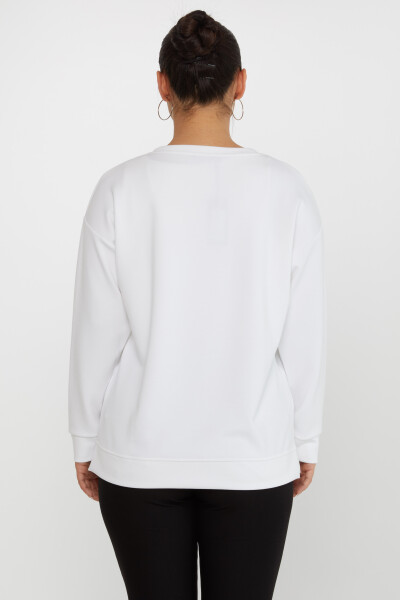 Bluza z koralikami i kwiatowym wzorem w kolorze ecru - 17817 | KAZEE (Zestaw 3 sztuk L-XL-2XL) - 5