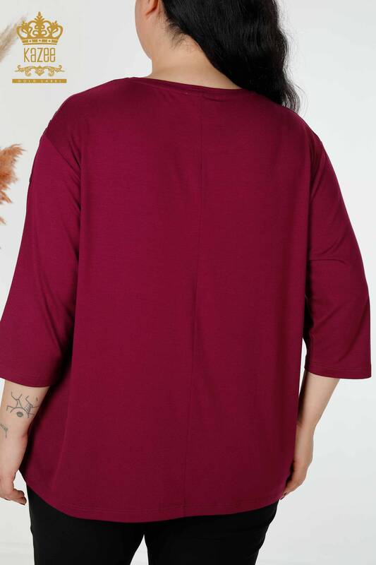 Оптовая Женская блузка с цветочным узором фиолетового цвета - 78947 | КАЗЕЕ
