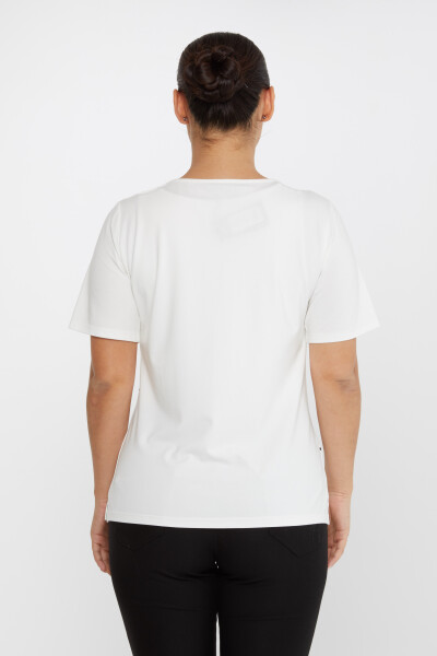 Bluzka z krótkim rękawem i guzikami w kolorze ecru - 80061 | KAZEE (zestaw 3 sztuk M-L-XL) - 4