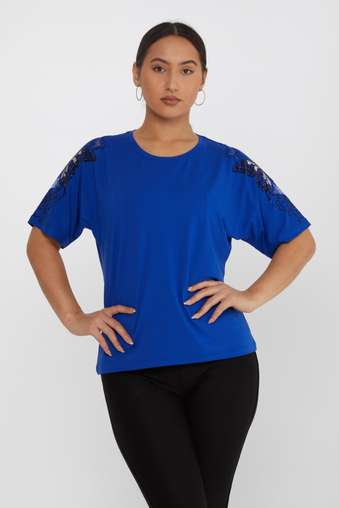 Bluzka z rękawami w motyle, haftowana kamieniami Saxe - 79613 | KAZEE (zestaw 4 sztuk M-L-XL-2XL) - 1