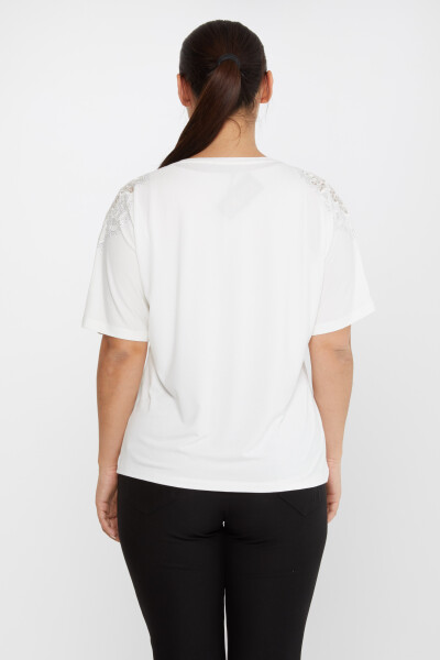 Bluzka z haftem Rose Stoned Ecru - 80062 | KAZEE (zestaw 4 sztuk L-XL-2XL-3XL) - 5