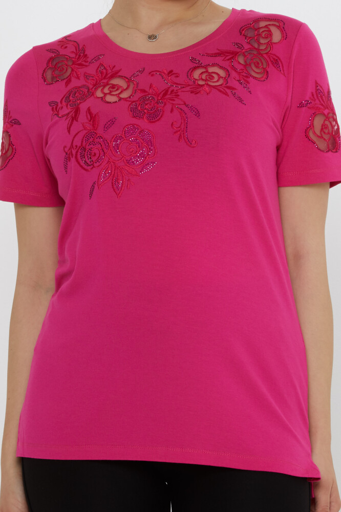 Bluzka Róża Wzór Fuksja - 80125 | KAZEE (zestaw 3 sztuk M-L-XL) - 3