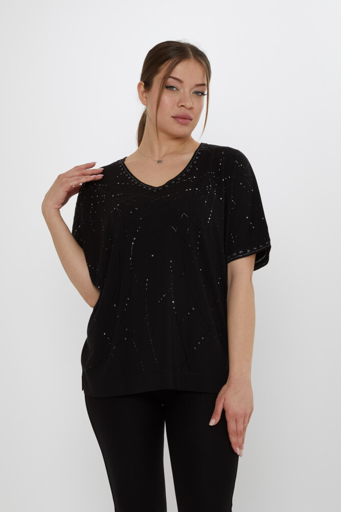 Блузка с блестками, черная - 80001 | KAZEE (Набор из 3 шт. L-XL-2XL) - 1