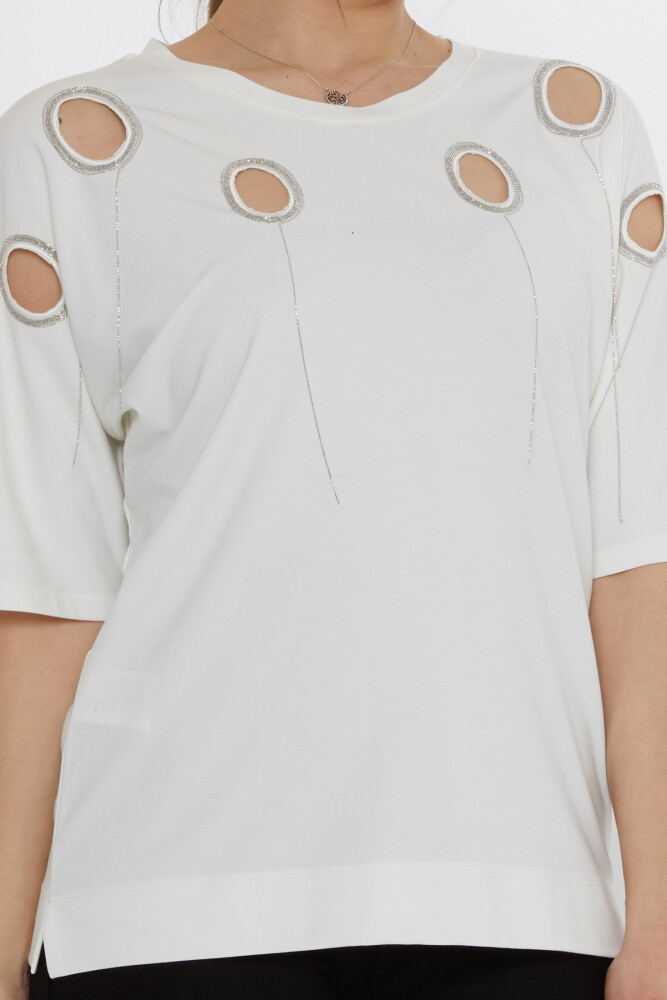 Блузка с деталью на окне цвета экрю - 80075 | KAZEE (Набор из 3 шт. M-L-XL) - 5