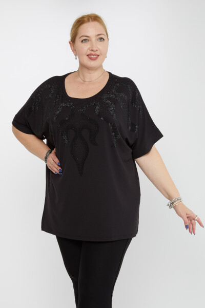 Блузка с коротким рукавом, черная - 79629 | KAZEE (Набор из 4 шт. M-L-XL-2XL) 