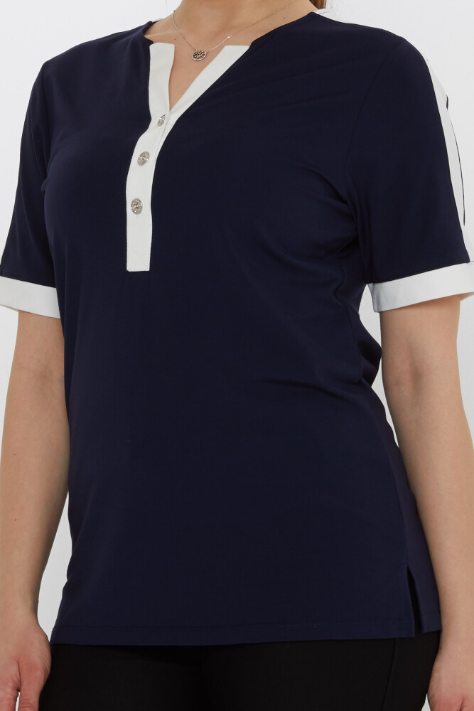 Блузка с коротким рукавом темно-синего цвета - 80024 | KAZEE (Набор из 3 шт. M-L-XL) - 5