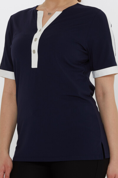 Блузка с коротким рукавом темно-синего цвета - 80024 | KAZEE (Набор из 3 шт. M-L-XL) - 5