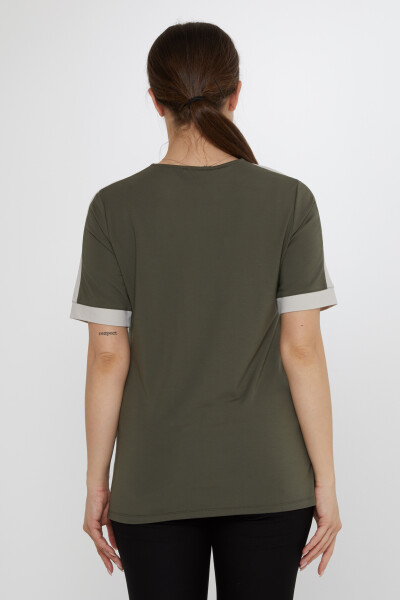 Блузка с коротким рукавом цвета хаки - 80024 | KAZEE (Набор из 3 шт. M-L-XL) - 6