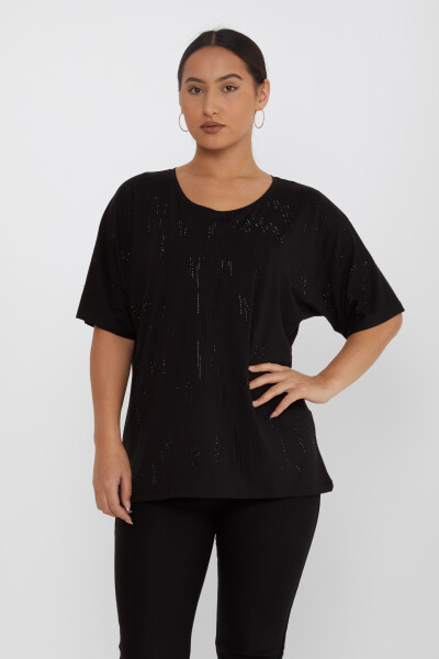 Блузка с круглым вырезом, черная - 79652 | KAZEE (Набор из 4 шт. M-L-XL-2XL) 