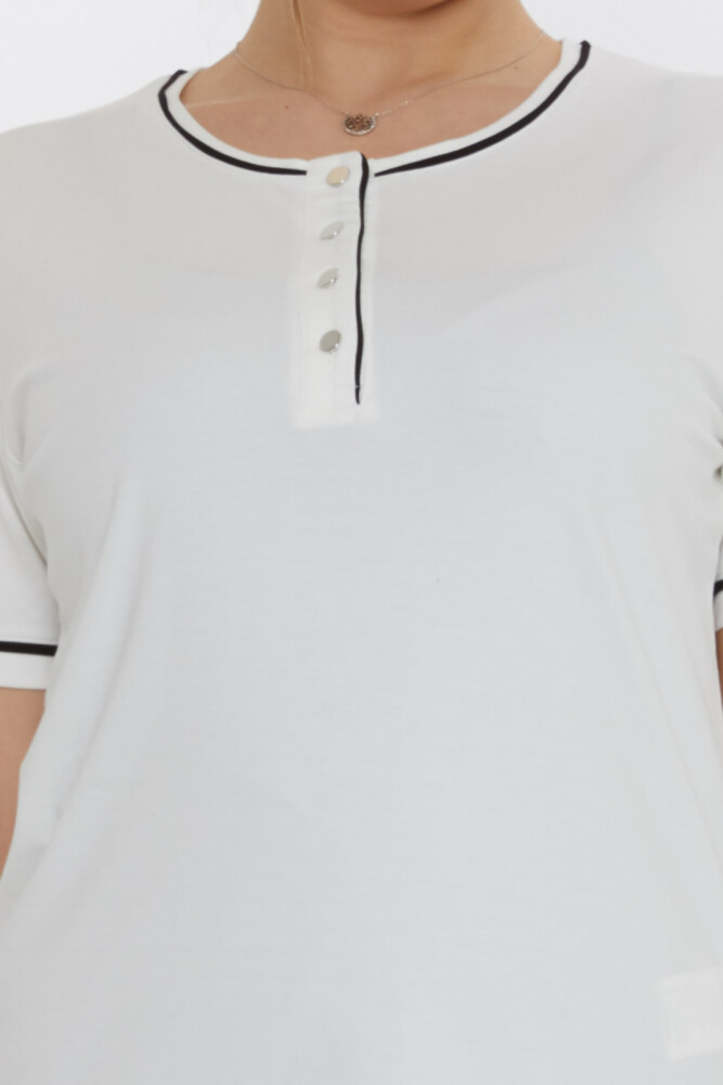 Блузка с пуговицами цвета экрю - 80049 | KAZEE (Набор из 3 шт. M-L-XL) - 4