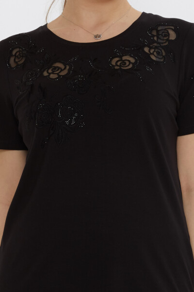 Блузка с узором Роза черная - 80125 | KAZEE (Набор из 3 шт. M-L-XL) - 4