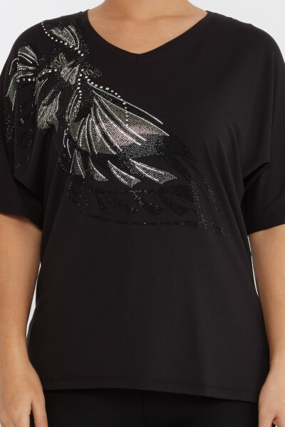 Блузка с V-образным вырезом, черная - 79620 | KAZEE (Набор из 4 шт. M-L-XL-2XL) - 3