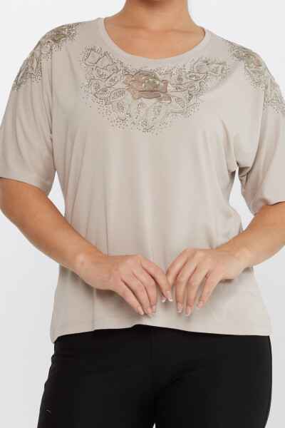 Блузка с вышитыми розами из норки - 80062 | KAZEE (Набор из 4 шт. L-XL-2XL-3XL) - 3