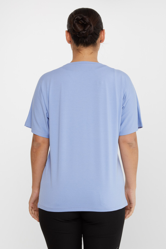 Блузка с вышивкой из цветных камней, синяя - 79634 | KAZEE (Набор из 4 шт. M-L-XL-2XL) - 5