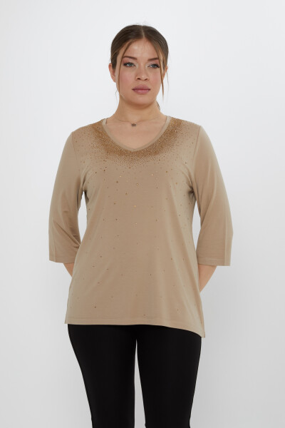 Блузка с вышивкой Камень бежевого цвета - 80034 | KAZEE (Набор из 3 шт. M-L-XL) - Kazee