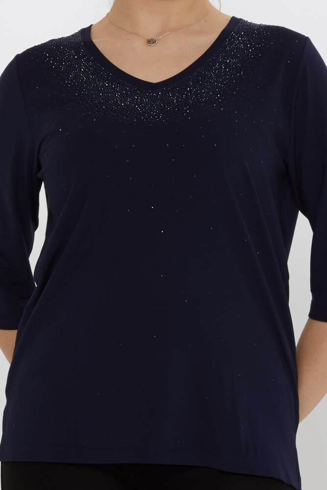 Блузка с вышивкой Камень темно-синего цвета - 80034 | KAZEE (Набор из 3 шт. M-L-XL) - 3