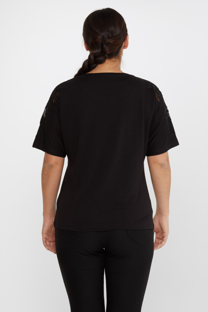 Блузка с вышивкой листьев, черная - 79888 | KAZEE (набор из 4 шт. M-L-XL-2XL) - 5