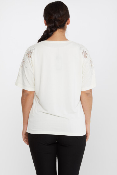 Блузка с вышивкой листьев экрю - 79888 | KAZEE (набор из 4 шт. M-L-XL-2XL) - 5