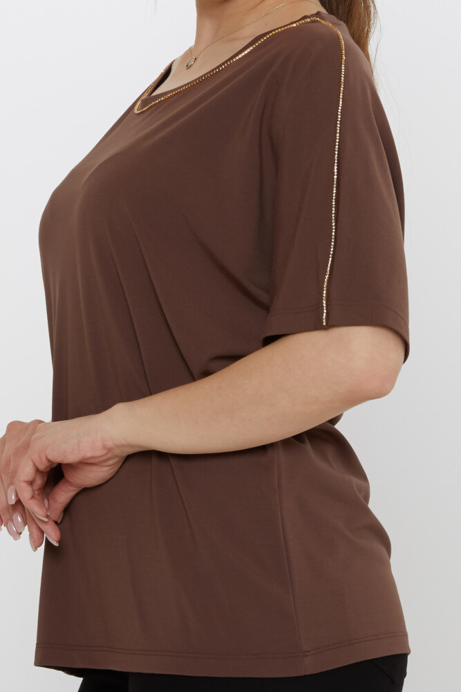 Блузка с вышивкой Стоун коричневого цвета - 80031 | KAZEE (Набор из 3 шт. M-L-XL) - 4