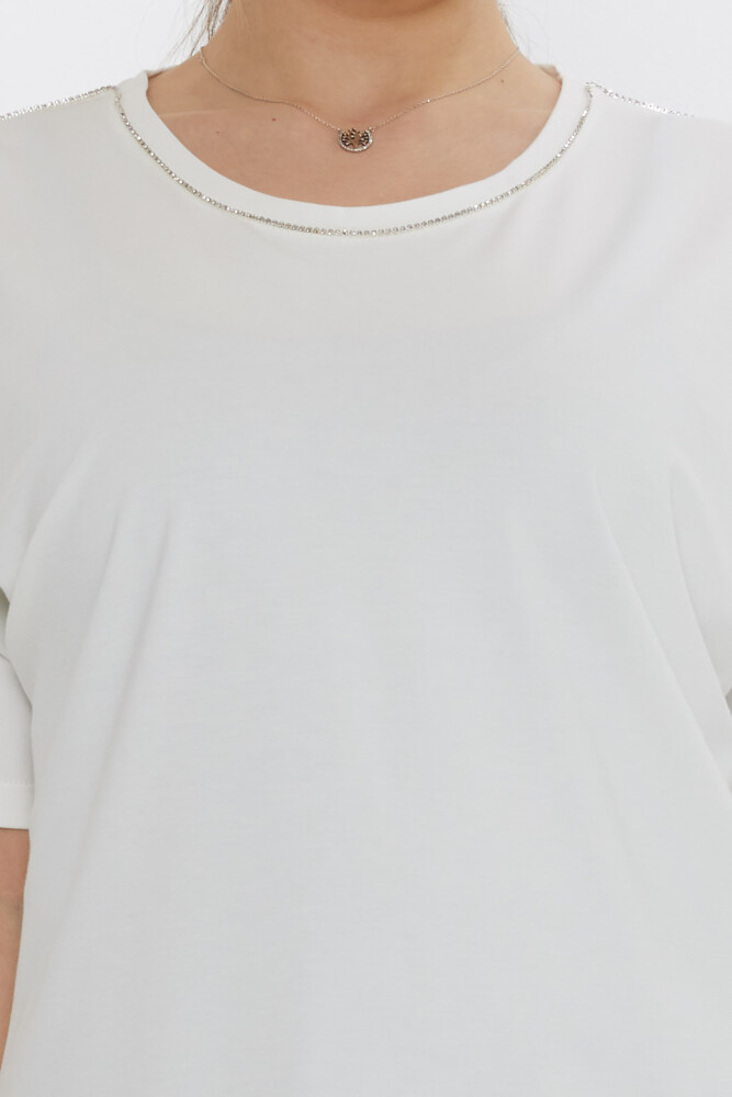 Bluzka Stone haftowana Ecru - 80031 | KAZEE (zestaw 3 sztuk M-L-XL) - 4