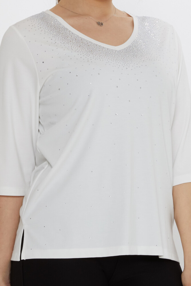 Bluzka Stone haftowana Ecru - 80034 | KAZEE (zestaw 3 sztuk M-L-XL) - 4