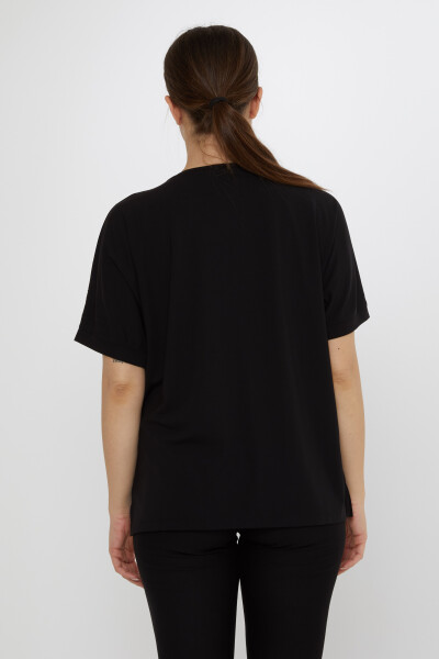 Bluzka Stone haftowana w kolorze czarnym - 80007 | KAZEE (Zestaw 3 sztuk L-XL-2XL) - 6