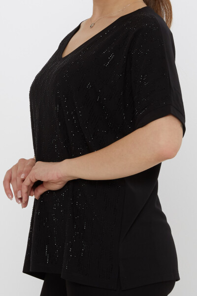 Bluzka Stone haftowana w kolorze czarnym - 80007 | KAZEE (Zestaw 3 sztuk L-XL-2XL) - 5