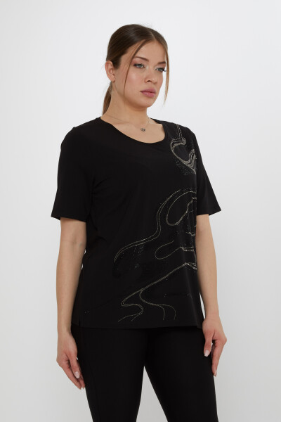 Bluzka Stone Patterned Black - 80078 | KAZEE (Zestaw 3 sztuk L-XL-2XL) - Kazee (1)
