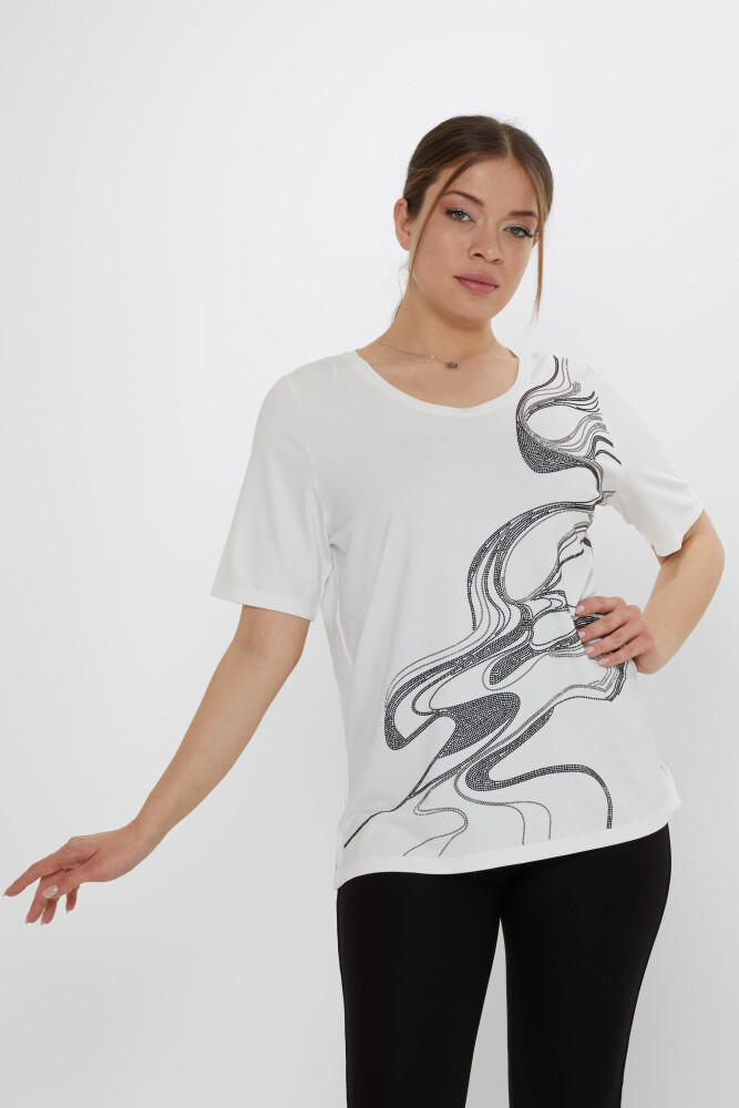 Bluzka Stone Patterned Ecru - 80078 | KAZEE (Zestaw 3 sztuk L-XL-2XL) - 2