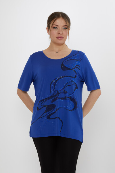 Bluzka Stone Patterned Saxe - 80078 | KAZEE (Zestaw 3 sztuk L-XL-2XL) - Kazee