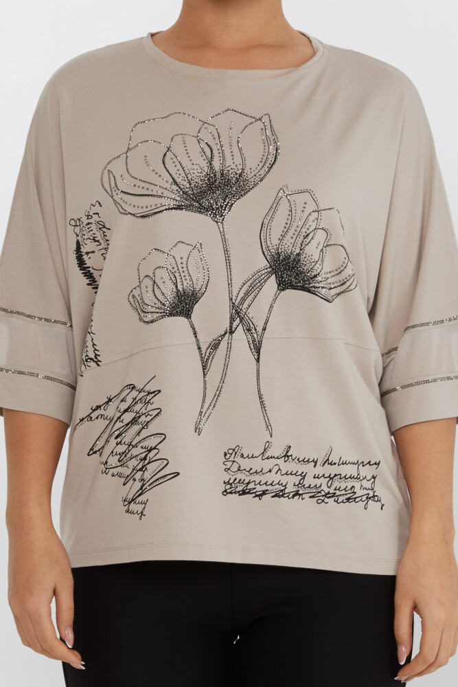 Bluzka z tiulu z haftem z norek - 80112 | KAZEE (zestaw 4 sztuk M-L-XL-2XL) - 3