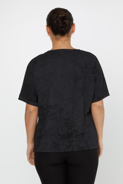 Bluzka z krótkim rękawem i haftem w kolorze czarnym - 79990 | KAZEE (zestaw 3 sztuk M-L-XL) - 6