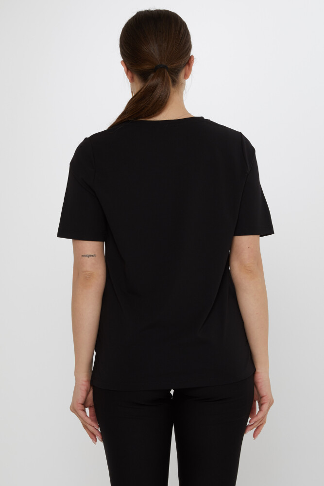 Bluzka z kołnierzykiem Stone Detailed Black - 80030 | KAZEE (zestaw 3 sztuk M-L-XL) - 5