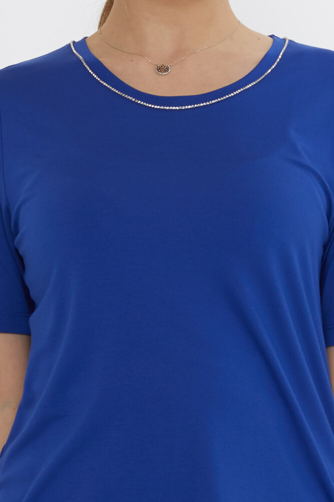 Bluzka z kołnierzykiem z kamieniem Saxe - 80030 | KAZEE (zestaw 3 sztuk M-L-XL) - 4