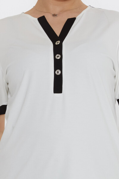 Bluzka z krótkim rękawem Ecru - 80024 | KAZEE (zestaw 3 sztuk M-L-XL) - 4